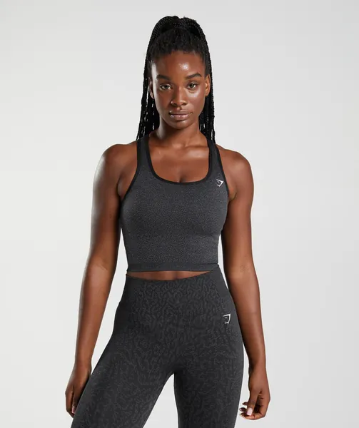 Gymshark Adapt Animal Seamless Crop Tank - Reef | Black | Extra Small
