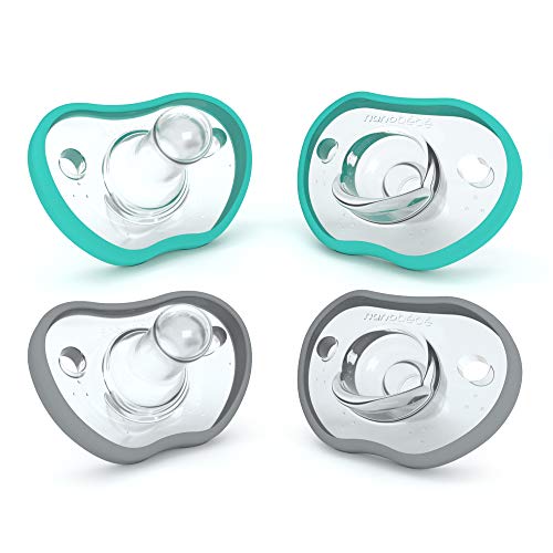 Nanobebe Baby Pacifiers 0-3 Month - - 4 Count (Pack of 1) - Teal/Grey