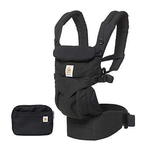 Ergobaby Omni 360 All-Position Baby Carrier for Newborn to Toddler with Lumbar Support (7-45 Pounds), Pure Black, 1 Count (Pack of 1) - Pure Black - Premium Cotton