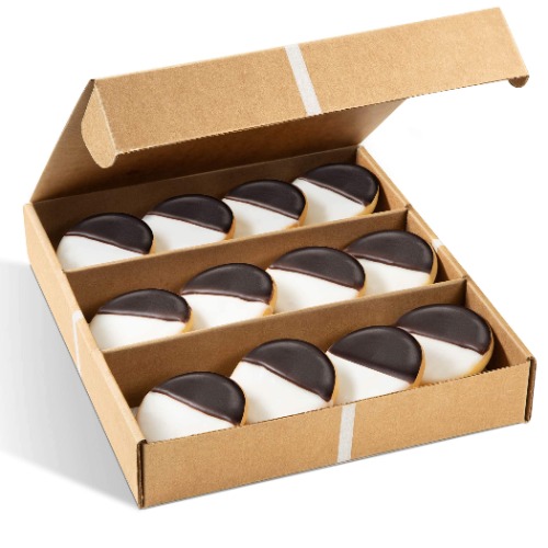 BLACK AND WHITE COOKIES Gift Basket | Christmas Gift Baskets | 12 Individually Wrapped Cookies | NY Style Black and White Cookies | Food Gifts for Men, Women| Care Package for College Students, Corporate Gift, Sympathy, Birthday & Get Well- Stern’s Bakery - Black & White Cookies Gift Box