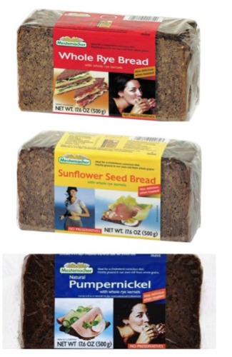Mestemacher Natural High Fiber Bread 3 Flavor Variety Bundle: (1) Whole Rye, (1) Pumpernickel, and (1) Sunflower Seed, 17.6 Oz. Ea. (3 Total) - Whole Rye, sunflower seed, pumpernickel 1.1 Pound (Pack of 3)