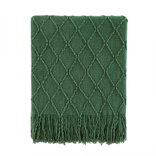 BOURINA Throw Blanket-50 x60 Green, Textured Solid Soft SofaThrow, Knitted Decorative Throw Blanket for Bedroom, Travel Blanket, Officeroom