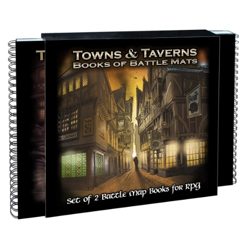 Loke Towns & Taverns Books of Battle Mats , Black - 