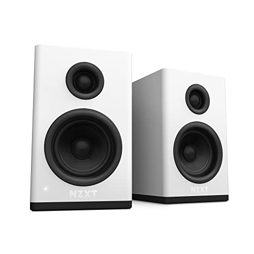 NZXT Relay PC Gaming Desktop Speakers - AP-SPKW2-US - Bookshelf-Style Design - 80 Watts - High Dynamic Range - Silk Dome Tweeters - Glass Fiber Woofers - White - Desktop Speakers - White