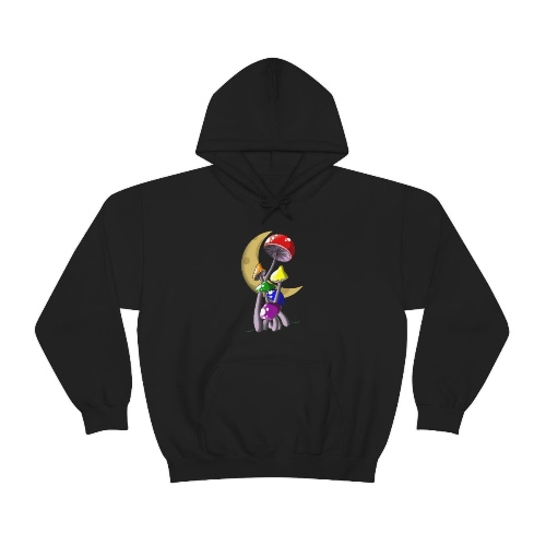 Subtle LGBTQ+ Mushroom Hoodie, Gay Pride, Lesbian Gay Bisexual Transgender Queer Clothing - Black / 5XL
