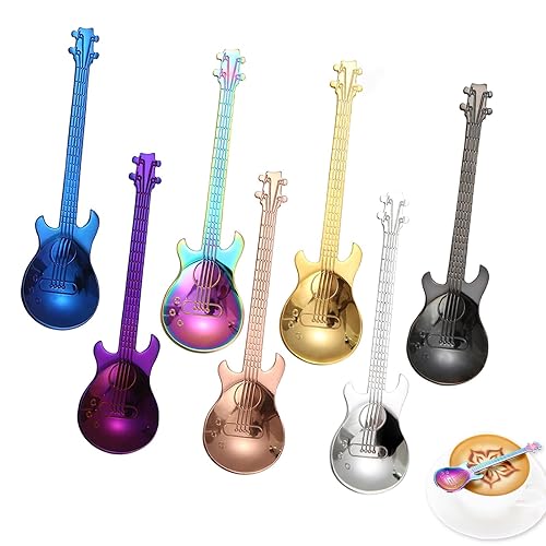 7PCS Guitar Coffee Stainless Steel Tea Spoons