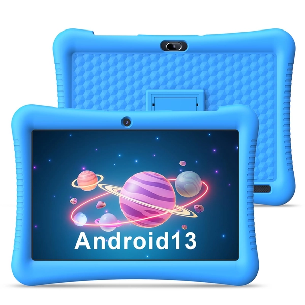 EagleSoar Tablet Barn 10 Inches Android 13 Tablet för barn 3GB RAM 32GB ROM Quad Core 6000mAh Barn Tablet med WiFi Föräldrakontroll Tablet Kids Pedagogisk med Kid-Proof Skal (Blå)