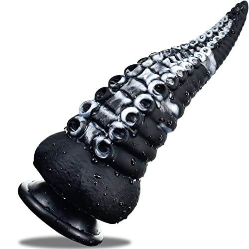 Huge Monster Dildo Anal Toys for Women & Men, Big Adult Sex Toy Large Dragon Dildo Thick Silicone Anal Plug Fantasy Dildo Tentacle Anal Dildo Strong Suction Cup for G Spot & Anal Hand-Free Play - Black