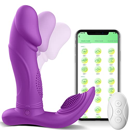 Wiggling Wearable Vibrator Mimic Finger - SEXY SLAVE Sam Quiet Panty Vibrator with Remote, 3 Wiggling & 7 Vibration G Spot Vibrator, Sex Toys for Women (Sex Toy-Phone Control) - Sex Toy-Phone Control