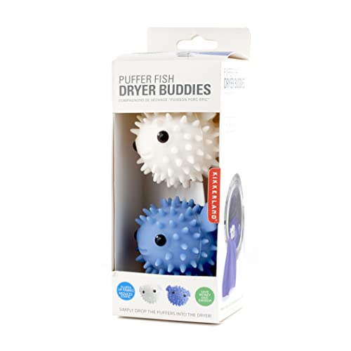 Reusable Puffer Fish Dryer Buddies, Blue & White (Set of 2)