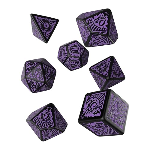 Q WORKSHOP Call Of Cthulhu Horror on the Orient Express RPG Ornamented Dice Set 7 Polyhedral Pieces Purple