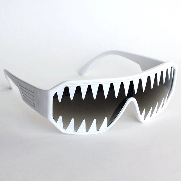 Rasslor Mini Shark Teeth on White Shield Sunglasses