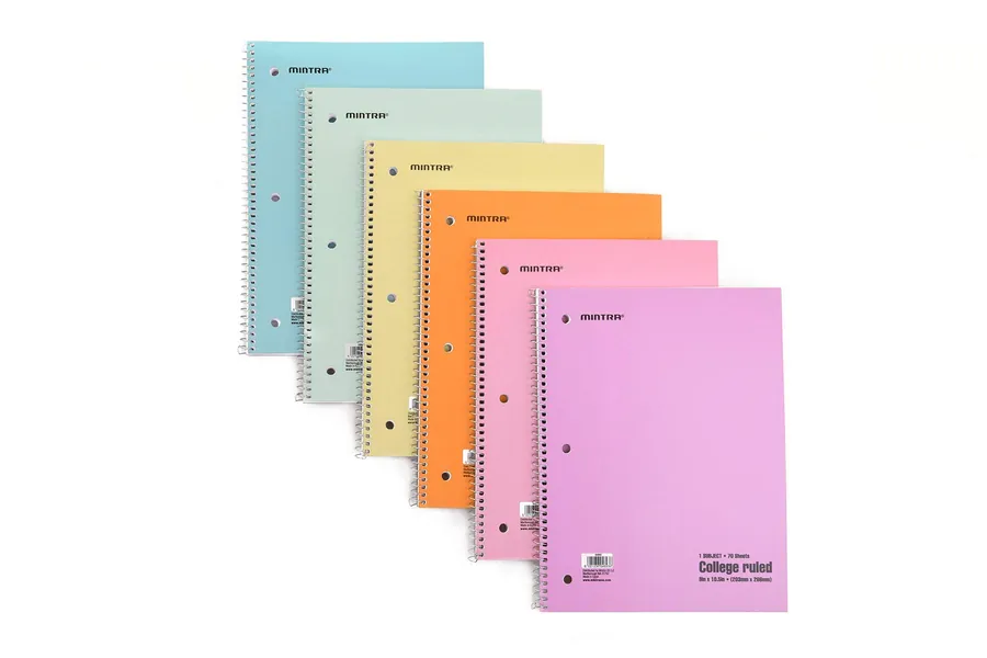 Mintra Office Spiral Notebooks Mintra Office Spiral Notebooks - Pastel, College Ruled, 6 Pack, For School, Office, Business, Professional,70 Sheets