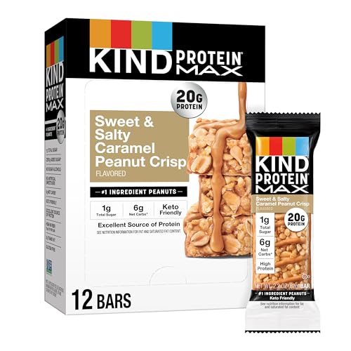KIND Protein MAX Sweet & Salty Caramel Peanut Crisp Snack Bars, 12 Count