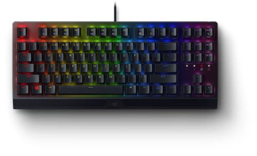 Razer BlackWidow V3 Tenkeyless TKL Mechanical Gaming Keyboard: Yellow Mechanical Switches - Linear & Silent - Chroma RGB Lighting - Compact Form Factor - Programmable Macros - USB Passthrough - Classic Black - V3 TKL - Yellow Switches - Linear & Silent