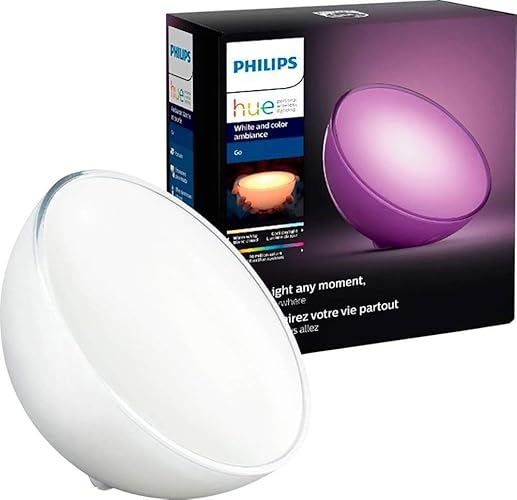 Philips Hue Go White and Color Portable Dimmable LED Smart Light Table Lamp (Requires Hue Hub, Works with Alexa, HomeKit and Google Assistant), White - Standard Packaging
