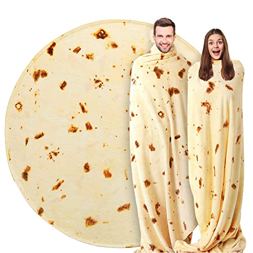 Burrito Tortilla Blanket Double Sided 80 inches for Adult and Kids, 280 GSM Cozy Flannel Fabric Novelty Giant Food Throw Blanket for Bed, Couch, Travel, Picnic and Beach - 80 INCHES