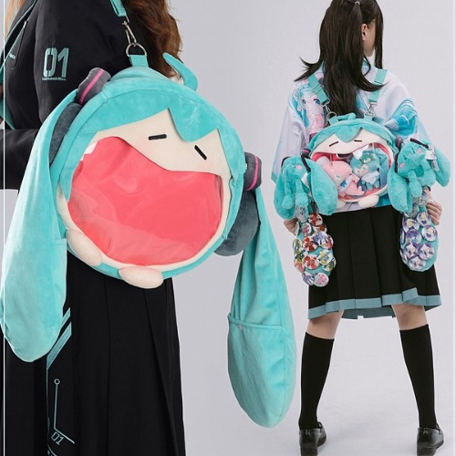 [$38.00]Hatsune Miku Laughing Mouth Ita Bag Large Version