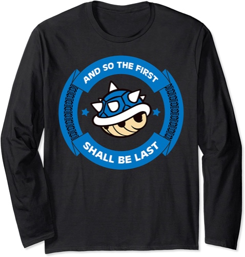 Nintendo Mario Kart Blue Shell Circle Text Long Sleeve T-Shirt