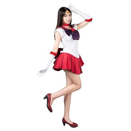 Cosfun Anime Sailor Cosplay Costume Dress Red Outfits for Halloween mp000570 - Multicolored - Small