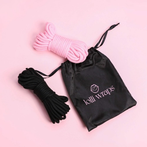 LOLLI WRAPS 2 Pcs Cotton Soft Rope 32 Feet/10m Shibari Rope Craft Rope Multipurpose Rope (Pink+Black)