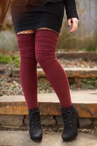 Ribbed M Stockings | Dark Red