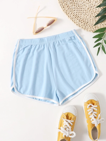 SHEIN EZwear Contrast Binding Track Shorts