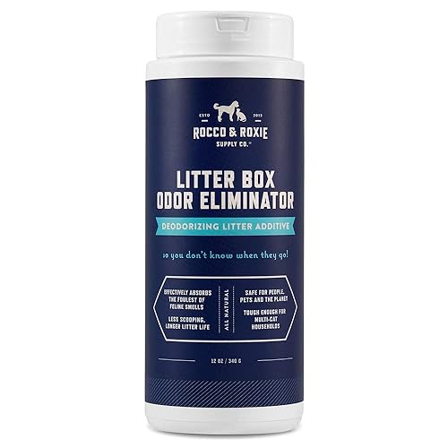 Rocco & Roxie Litter Box Odor Eliminator, Best Natural Urine Deodorizer for Cat Litter Boxes Cats Smell Control, Odor Absorber, Safe for Kitty, 12 oz - 1 Count (Pack of 1)