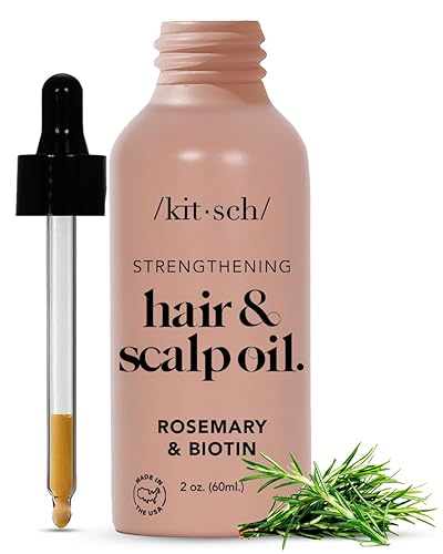 Kitsch Rosemary Oil for Healthy Scalp, Pre Wash Scalp & Hair Oil Infused with Biotin, Hair Strengthening Treatment, Nourishing & Volumizing in Recycled Bottle, 60 mL