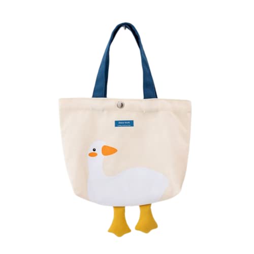 AWXZOM Cute Canvas Tote Bag graphic tote bag funny tote bags tote bag for Lunch Grocery Bag - Small White Duck