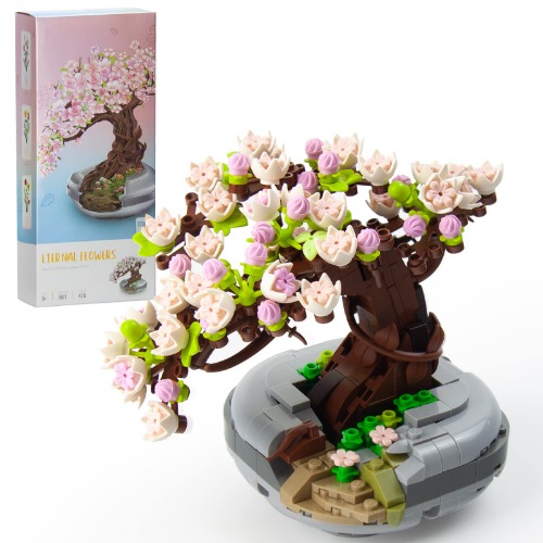 OundarM Mini Cherry Blossom Bonsai Tree Building Blocks Set, Cherry Blossom Botanical Collection Set for Adults Teens, Home Decor Accessories (426 Pcs)