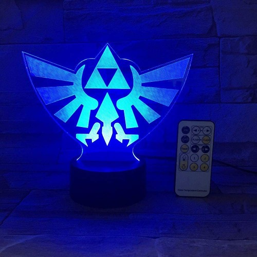 FaceToWind Legenden om Zelda triangel 3D USB LED nattlampa 7 färger illusionslampa touch eller fjärrkontroll barn vardagsrum sovrum skrivbordslampa