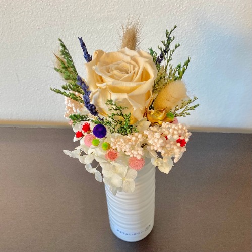 Luxury Floral Kit to Arrange a DIY "Roman Candle" Centerpiece with 1 REAL Preserved Rose, Hydrangea, Lavender and More! - Champagne (most popular)