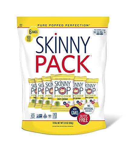Skinny Popcorn White Cheddar Snack Packs, Back to School Snack, 0.65 Oz, 6 Count - 6 Count (Pack of 1)
