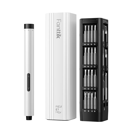 Fanttik E1 Max 3.7V Mini Electric Screwdriver, Precision Electric Screwdriver, 50-in-1 Magnetic Bits, Max 3 N.m, Magnetic Storage, 5/32''Hex, Repair Tool Set for Phone Camera Laptop Watch - White - White