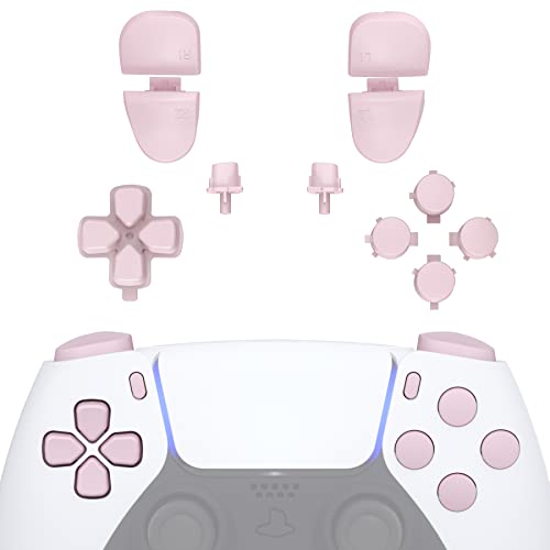 eXtremeRate Replacement D-pad R1 L1 R2 L2 Triggers Share Options Face Buttons, Cherry Blossoms Pink Full Set Buttons Compatible with ps5 Controller BDM-030 BDM-040 - Controller NOT Included - Cherry Blossoms Pink