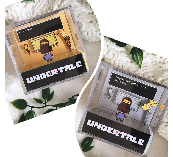 Undertale Dual Sided 3D Diorama Cube - Frisk - A pesar de todo, sigues siendo tú