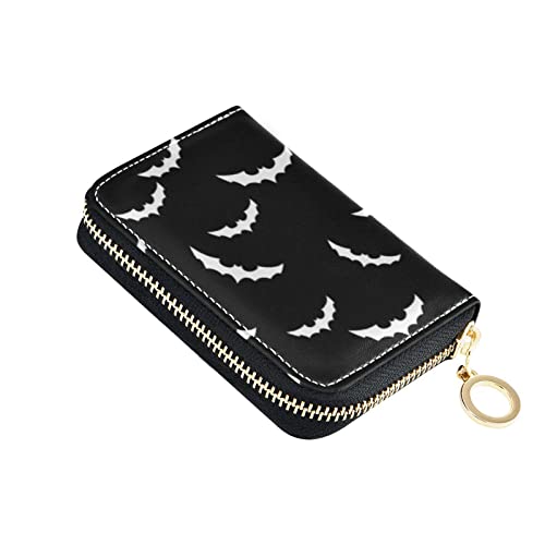 NCRJCZQL Halloween Bat RFID Credit Card Holder Wallets Accordion for Women Leather Zipper Card Case Accordion Wallet for Ladies Girls - Bat