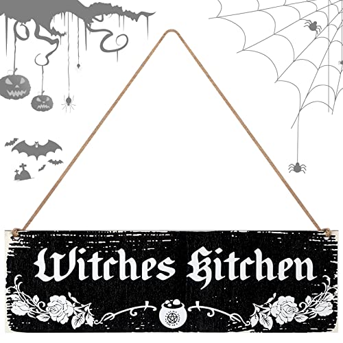 Bucherry Halloween Witch Kitchen Wooden Sign Witch Decor Wood Goth Decor Home Halloween Kitchen Decor Vintage Farmhouse Signs Gothic House Decor for Home Kitchen Decor