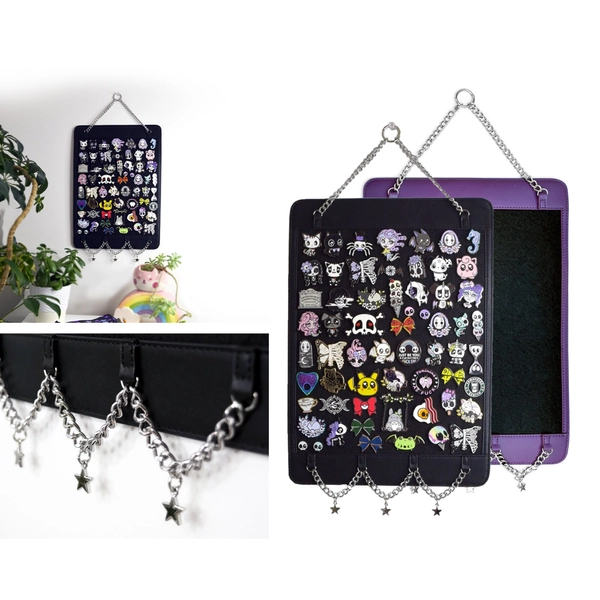 Enamel Pin Display - Black and Purple - Enamel Pin Board, Pin Collector Gift, Enamel Pin Banner, Enamel Pin Storage