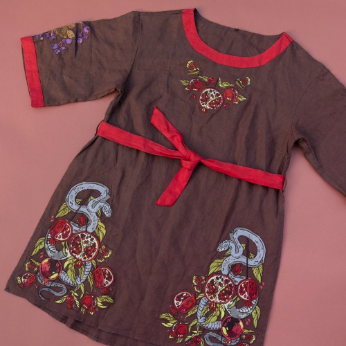 [LINEN TUNIC] Scarlet Garden | 2XL