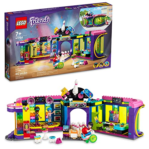 LEGO Friends Roller Disco Arcade Set 41708, Toy Bowling Game, Andrea Mini-Doll Included, Birthday Present Idea for Kids, Girls and Boys 7+, Fun Playset for Creative Play - Standard Packaging