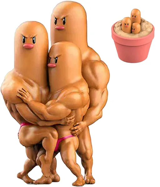JKYP Japanese Anime Show Diglett's Underground Body Action Figure Funny Muscle Man Diglett PVC Collection Model Dolls Toy for Gifts