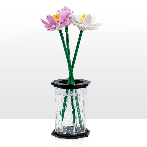 Display Vase for LEGO® Flowers - Black | 6 - Cross Etched design