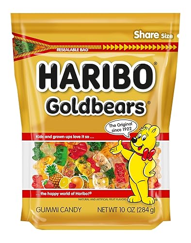 HARIBO Goldbears, Gummi Candy, 10 oz Resealable Bag, Assorted Flavors - Goldbears - Share Size