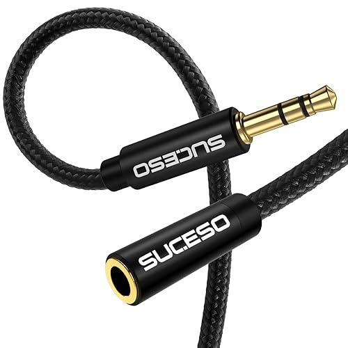 SUCESO Headphone Extension Cable 3M Aux Stereo Jack Lead 3.5mm Male to Female Audio Cable Earphone Extender Cord Compatible With Laptop PC iPhone iPad Tablet Headset TV PS4 Speaker Smartphone-Black - 3M - Black