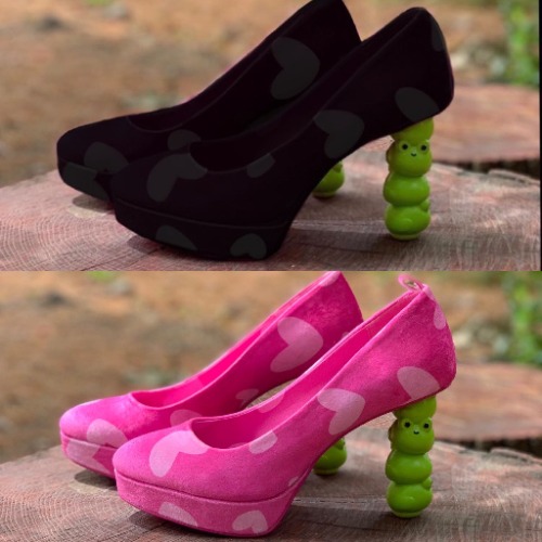 Froggy Heart Heels | Black / 7 / A- 11 inch