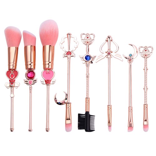Sailormoon Makeup Brushes Set - 8pcs Cosmetic Makeup Brush Set Professional Tool Kit Set Pink Drawstring Bag Included (8pcs makeup brushes)