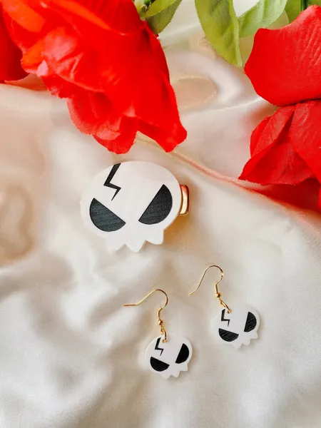 Yoko Littner Inspired Skull Earrings and Hair Clip | Tengen Toppa Gurren Lagann Inspired Anime Earrings