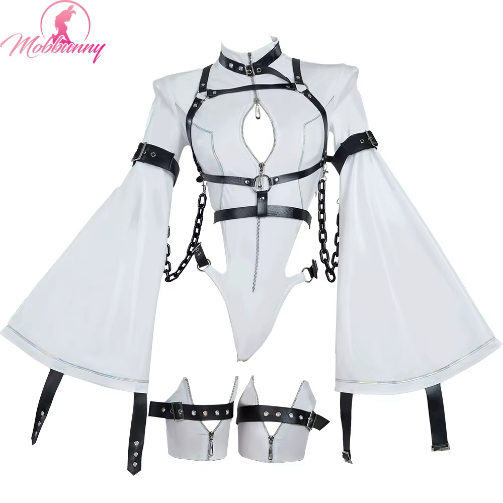 MOBBUNNY CC Derivative Cosplay-Kostüm, Damen-Dessous-Body, Ausschnitt-Verband-Body mit Strümpfen für Weihnachten - AliExpress 200000532